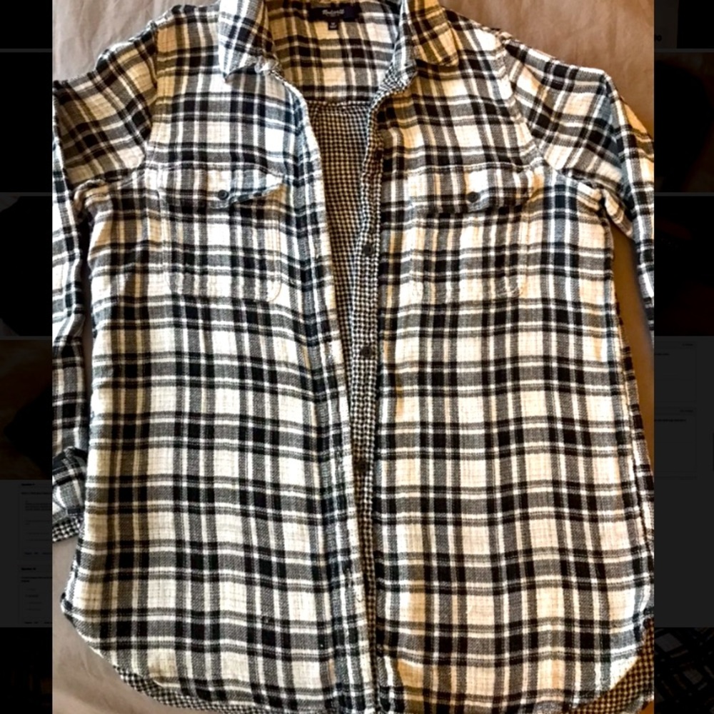 Madewell Button Up Black and White
